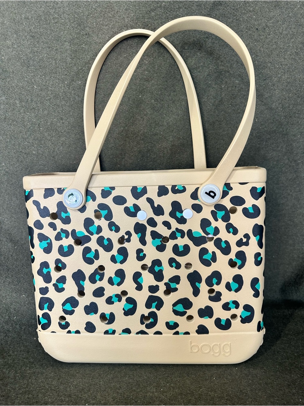 Baby Bogg Beige Turquoise Leopard Print Tote- LIMITED EDITION